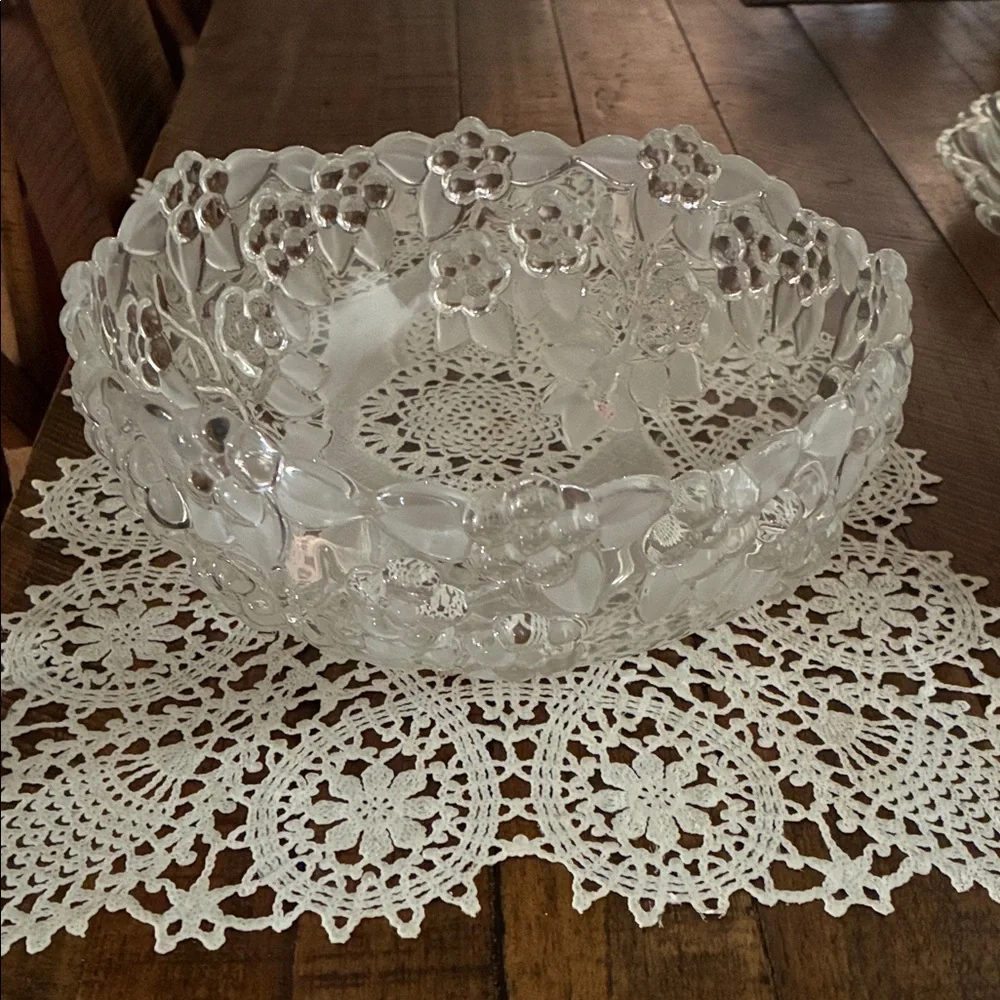 Elegant Clear Glass Floral Bowl